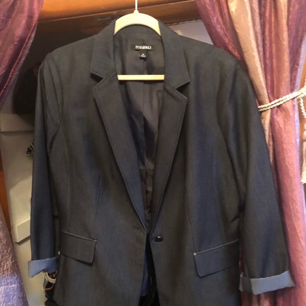 Dark denim-colored blazer
